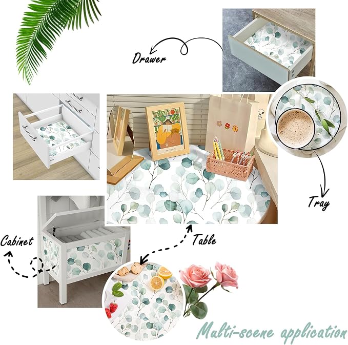 HAOKHOME Shelf Liner and Cabinet Liner Boho Leaf, Self-Adhesive Drawer Liners - Image 6