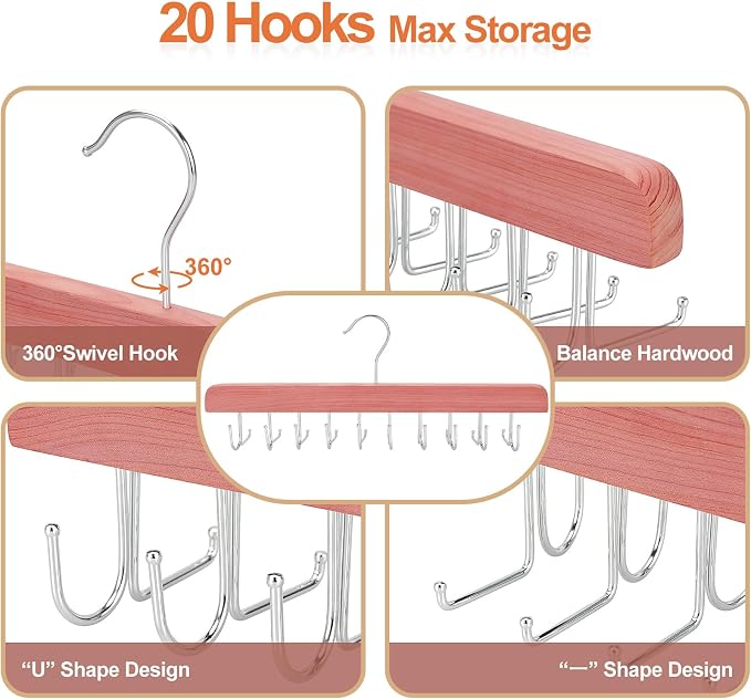 TOPIA HANGER Cedar 2 in 1 Belt Tie Hanger - Image 7