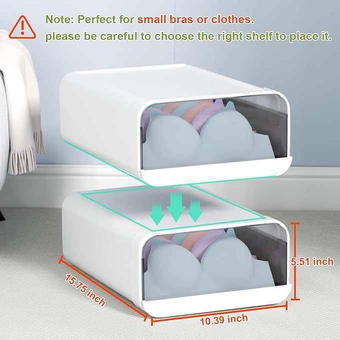 Underwear Organizer Drawer, 1 Cell Plastic Sock Underwear Storage Drawer - Image 2