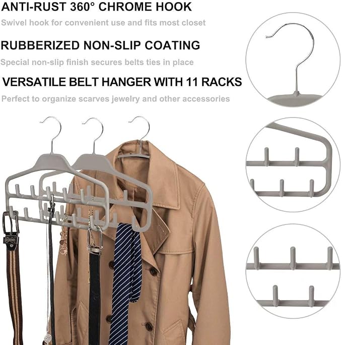 FairyHaus Belt Hanger Organizer 2 Pack, Non Slip Tie Rack Holder, Durable - Image 3