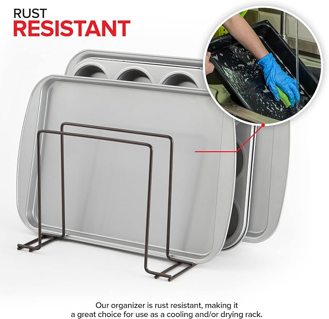 Stock Your Home Bronze Steel Baking Pan Organizer Rack - Image 5