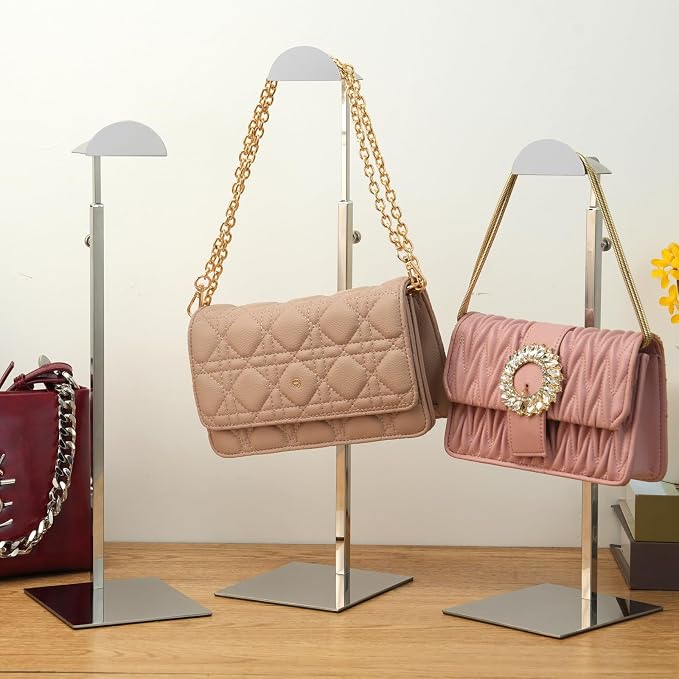 Purse Stands - 3PCS Stainless Steels Hangbag Holder Adjustable Height Purse - Image 2