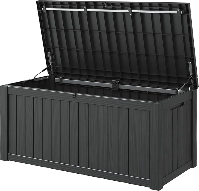120 Gallon Outdoor Storage Box, Resin Deck Boxes Outdoor Waterproof by WTFGO