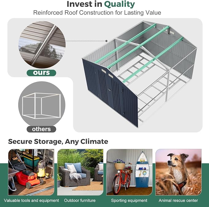 ​​10x12 Metal Shed with Floor Frame Kit & Reinforced Construction - Image 4