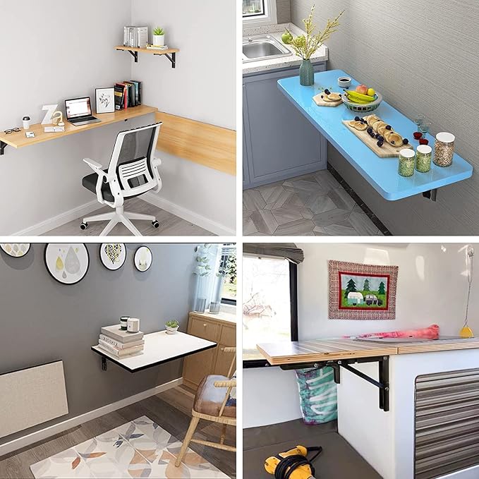 YUMORE 16 Inch Folding Shelf Brackets, Heavy Duty Collapsible Shelf Bracket - Image 7