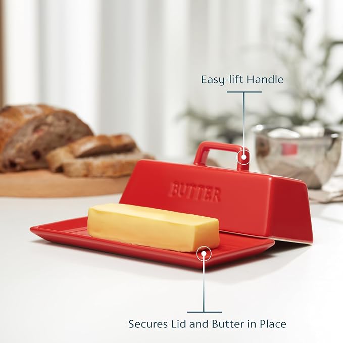 Butter Dish with Lid for Countertop, by Kook, Ceramic Dish Tray with Cover - Image 4