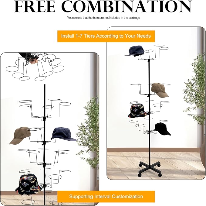 7-Tier Rotating Iron Hat Rack - Image 4