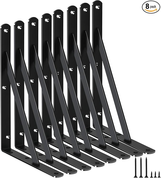 8 Pack L11 x H 8" Black Heavy Duty Shelf Brackets by MHMYDZ