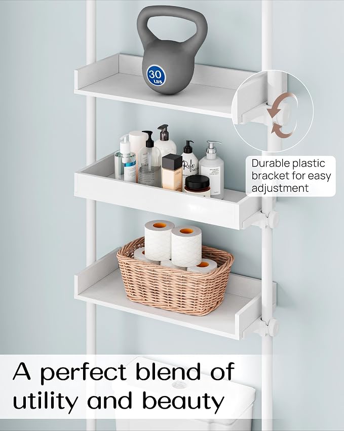 ALLZONE 4 Tier Over The Toilet Storage, Adjustable Wood Over Toilet Bathroom - Image 4