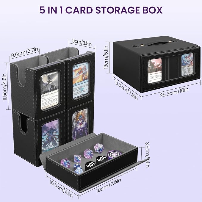 Trading Card Storage Box with Commander Display, Holds 400+ Double-Sleeved Cards - Image 4