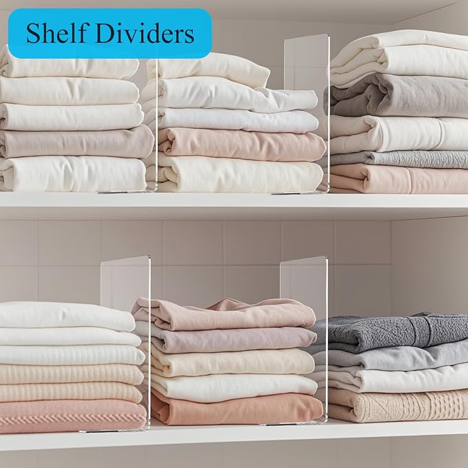 Shelf Dividers for Closet Organization: 10" Tall x 12" Deep Acrylic Closet - Image 4