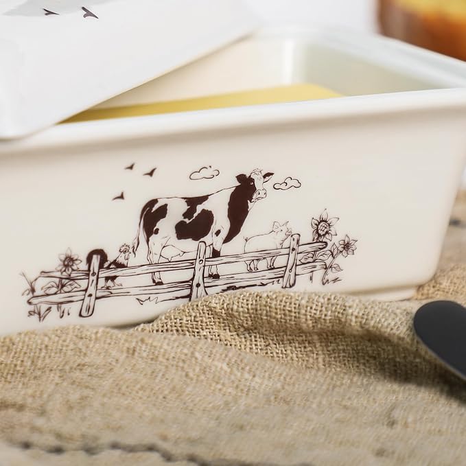 Ceramic Butter Dish with Lid Butter Keeper Butter Plate Tray - Image 8