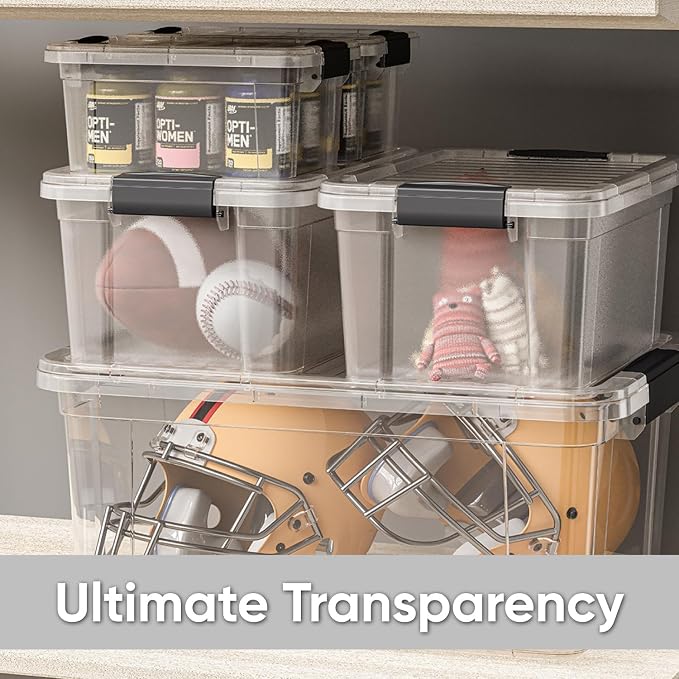 Superio Storage Bins with Lids- 8 Pack, 6.6 Qt Clear Boxes - Image 6