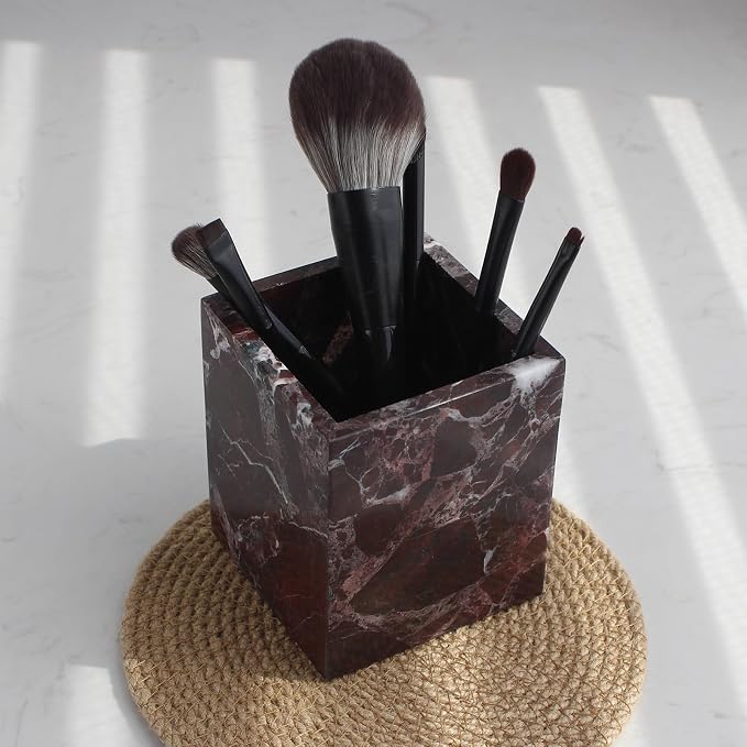 Natural Rosso Levanto Marble Square Storage Container - Image 6