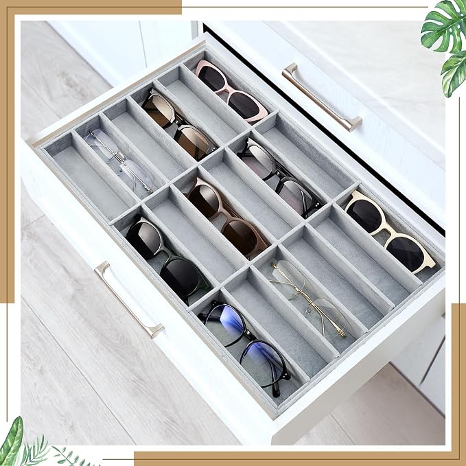 Amylove 2 Pcs Sunglass Organizer Trays Glasses Stackable Jewelry Trays Sunglass - Image 6