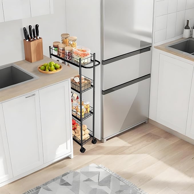 Utility Slim Storage Cart, 4-Tier Storage Cart, Narrow Cart - Image 5