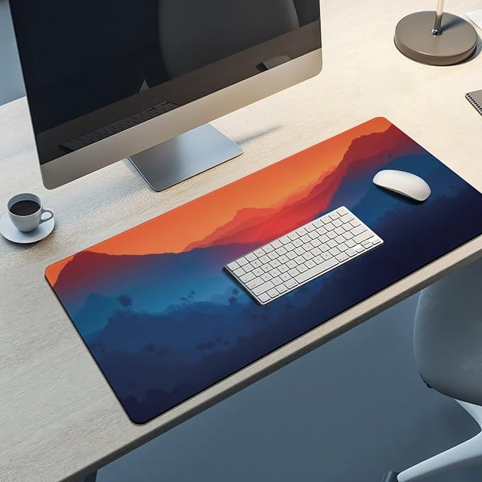 Twilight Mountain Palm Trees Large Mouse Pad, Vintage Aesthetic Gaming Desk Mat - Image 8
