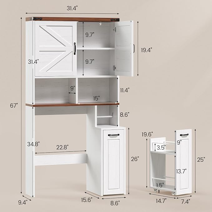 Farmhouse Over The Toilet Storage Cabinet - Image 2