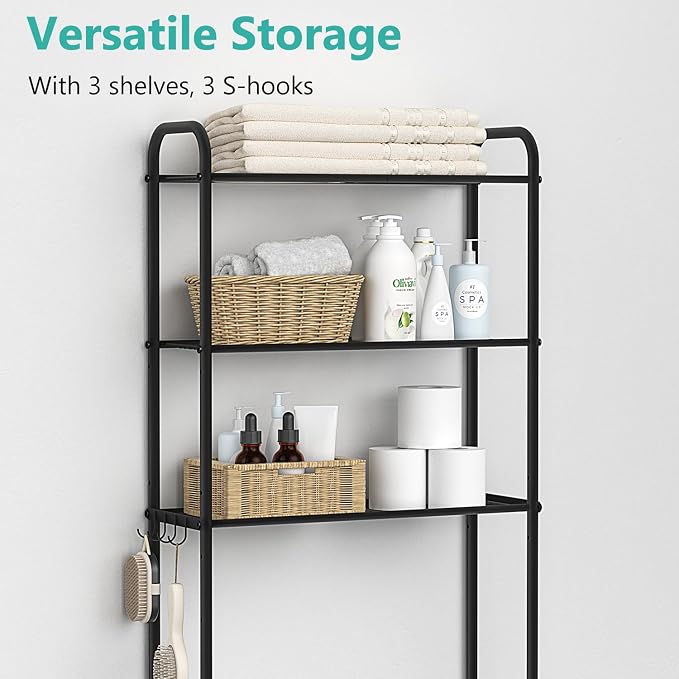 ASHLEYRIVER Over The Toilet Storage Rack, 3-Tier Storage Rack Toilet Adjustable - Image 7