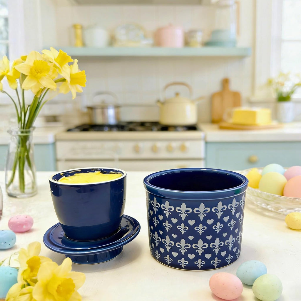 Butter Crock with Lid for Countertop, Butter Keeper Crock with Water