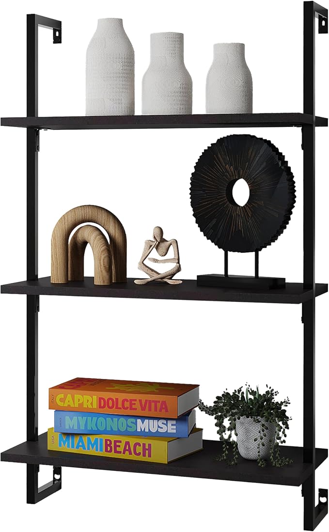 happimess MSH1000A Madera 40.55" Classic Industrial 3-Shelf Wood Wall-Mounted by Happimess