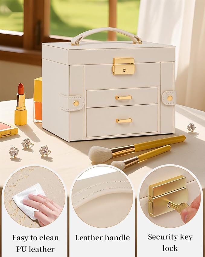 TORIBIO Jewelry Box for Women, Leather Jewelry Organizer - Image 7