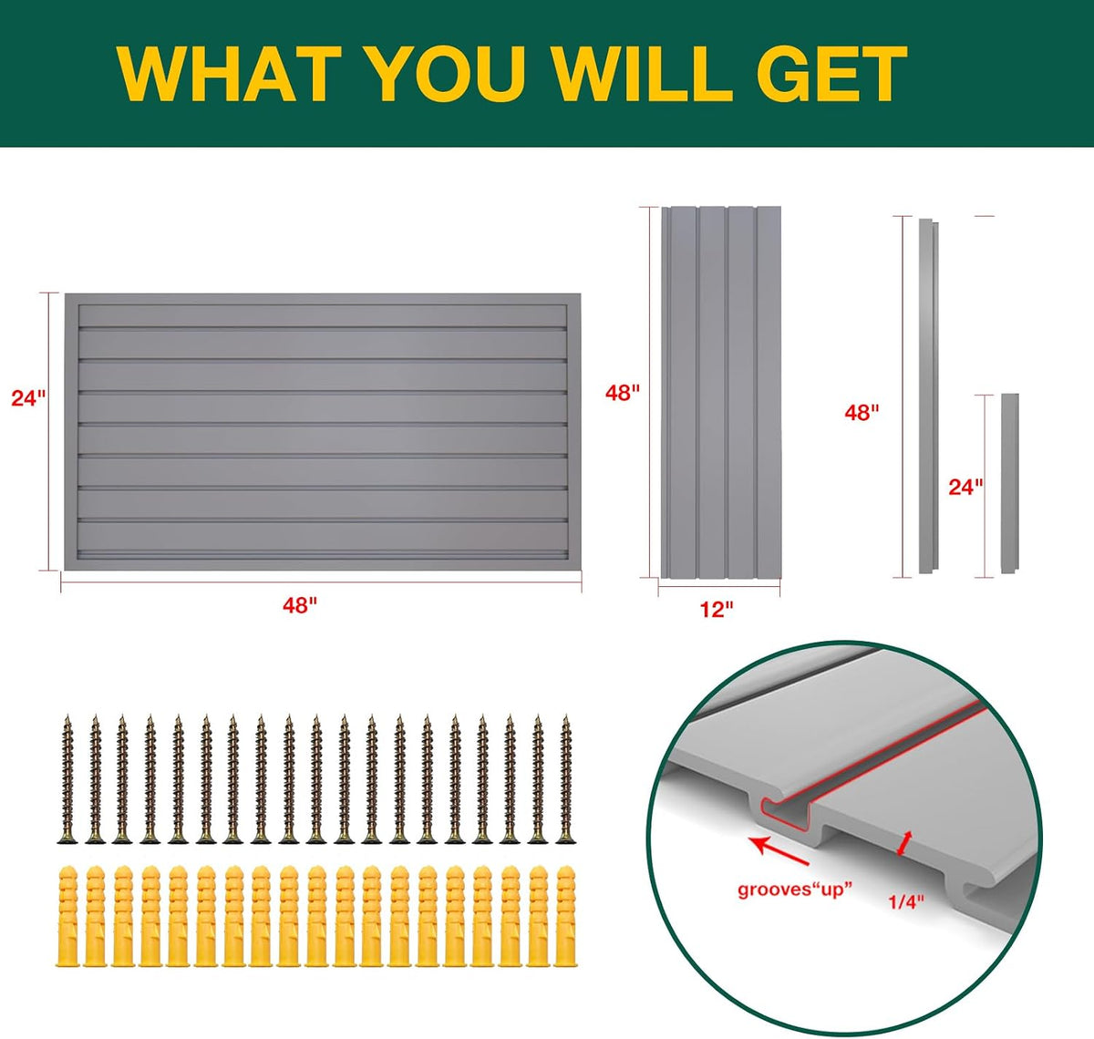 Yuzzy Slat Wall Paneling 2 x 4ft, Garage Slatwall Panel Wall Storage