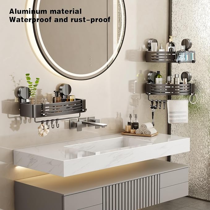 VOLPONE Corner Shower Caddy Suction Cup Shower Shelf Corner No Drilling - Image 2