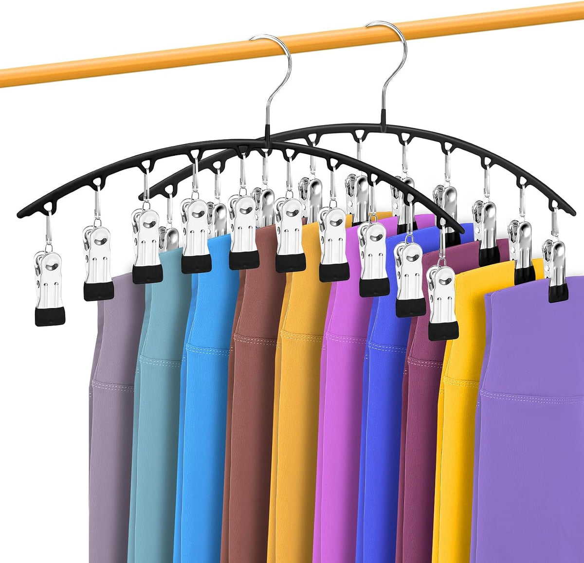 InPoTo Legging Organizer 2 Pack Metal Hanger 10 Clips Holds 20