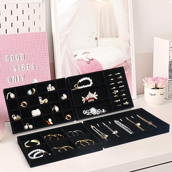 Jenseits 4 Stackable Jewelry Trays Organizer Set - Image 4