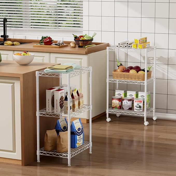 Small 3 Tier Shelves Storage Wire Shelving Unit Metal Shelf Adjustable - Image 2