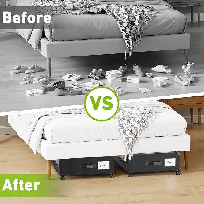 Under Bed Storage with Wheels, Under Bed Shoe Storage Organizer, Rolling Under - Image 6
