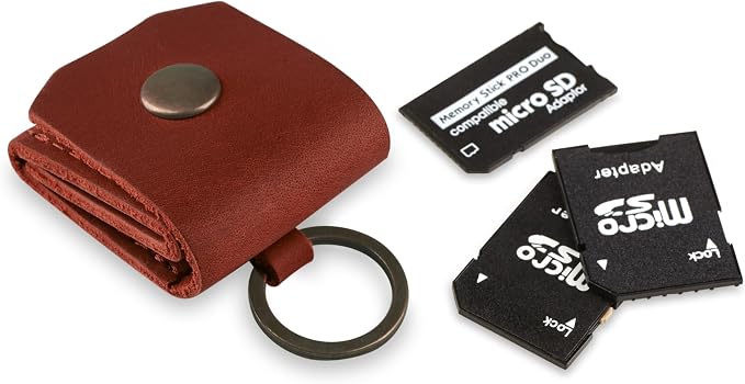 Leather SD Card Holder Keychain, SD Card Case Key Fob, Micro SD Card Holder by MAKYN