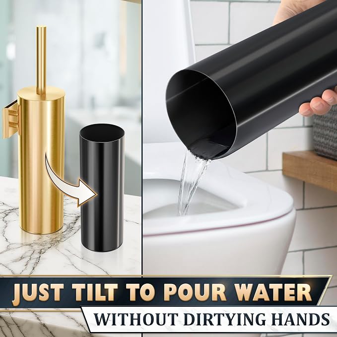 Gold Toilet Brush and Holder Set - Image 8