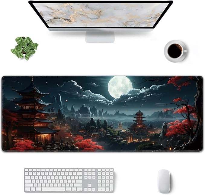 Japanese Full Moon Large Mouse Pad, Gaming Keyboard Desk Pad, Extended Mouse - Image 2