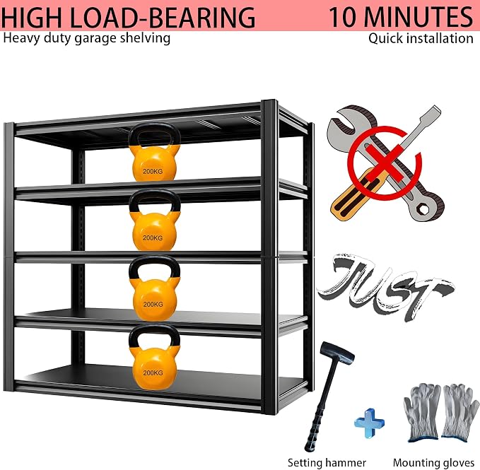 Industrial Storage Rack, Heavy-Duty Steel Shelving Unit, 6-Tier Multi-Purpose - Image 7
