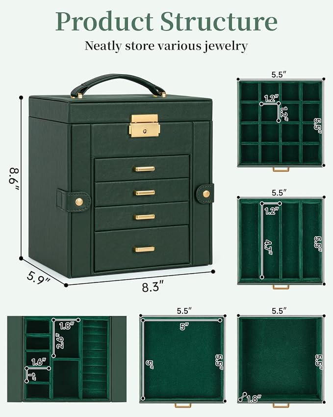 TORIBIO Jewelry Box for Women, Leather Jewelry Organizer - Image 2