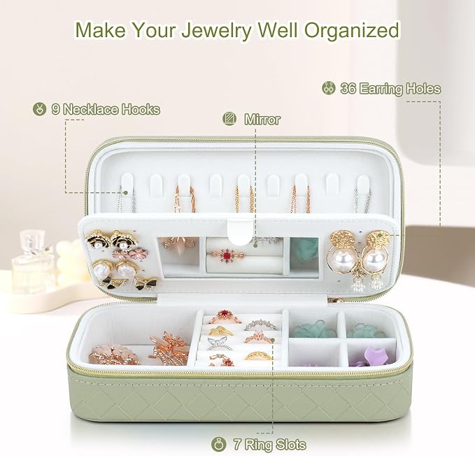 DesignSter Jewelry Organizer, Small Portable Travel Jewelry Storage - Image 2