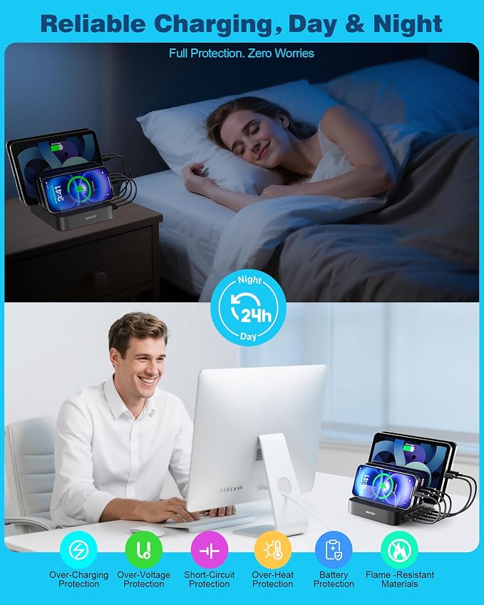 MSTJRY Charging Station for Multiple Devices : 5 Port Multi USB-A Charger - Image 5
