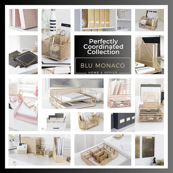 BLU MONACO Set of 4 Magazine Holders | White Marble Design - Image 6