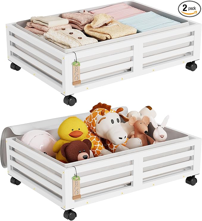 Wisuce Bamboo Under Bed Storage Containers- Underbed Organizer by Wisuce