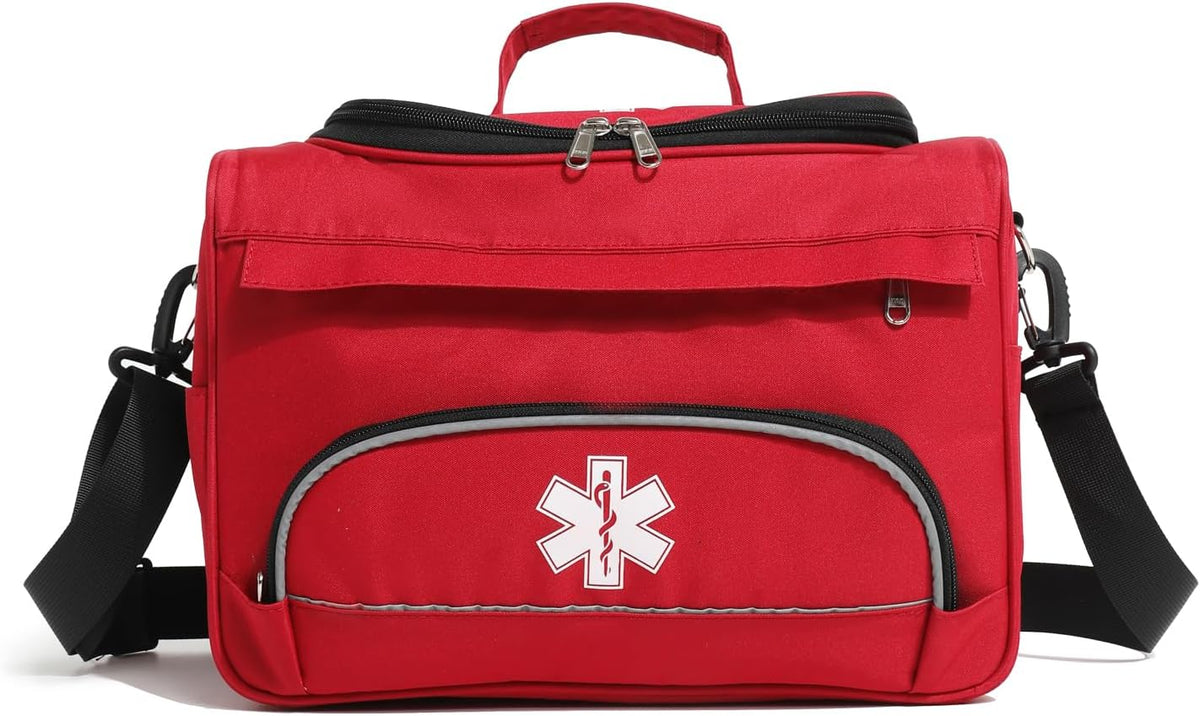 Empty Red First Responder Bag On Call Trauma Bag EMT First Aid Carrier