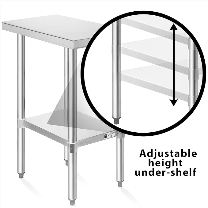 KUTLER Stainless Steel Table 30 x 12 Inches, NSF Heavy Duty Commercial Kitchen - Image 4