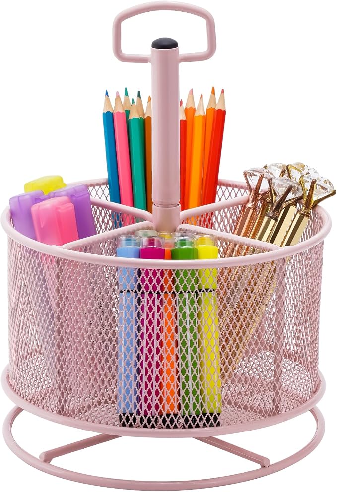 Marbrasse Mesh Desk Organizer, 360-Degree Rotating Multi-Functional Pen Holder by Marbrasse