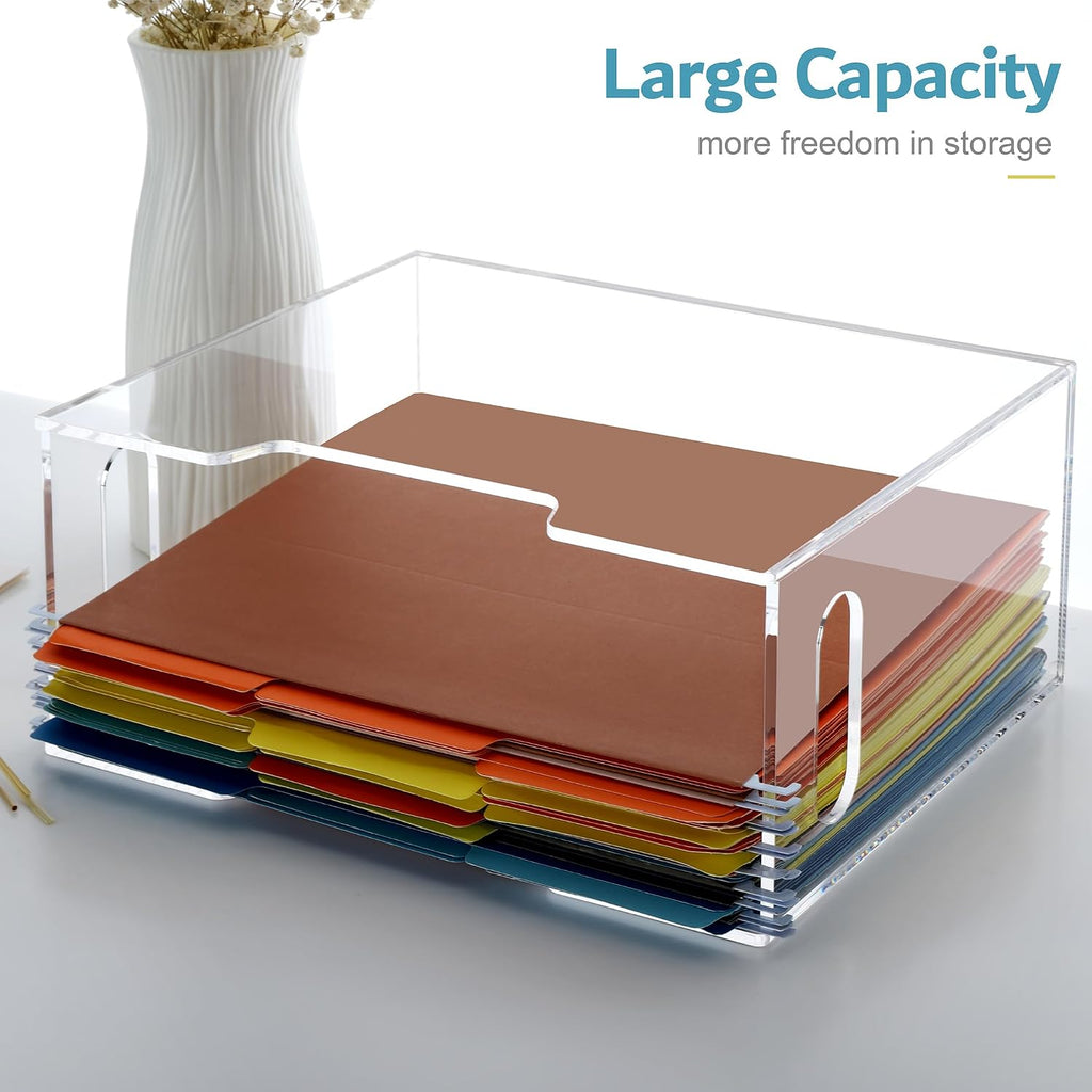 DINGHUO Acrylic File Folder Organizer, Hanging File Organizer Box