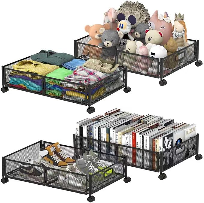 Under Bed Storage Containers, 4 Pack Foldable Underbed Storage Containers by ArtcraftandStorage