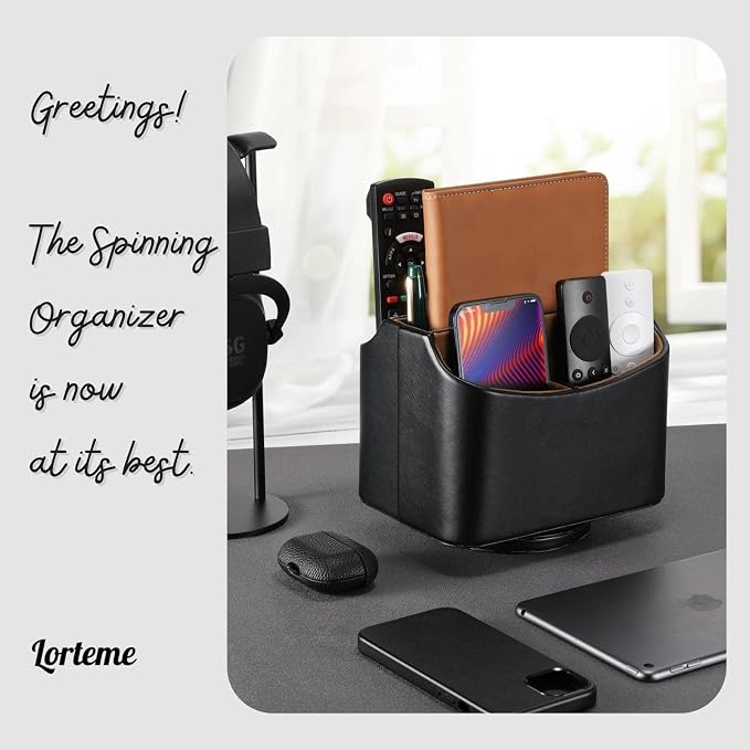 Remote Control Holder, Spinning Desk Organizer, Nightstand Bedside Caddy - Image 2