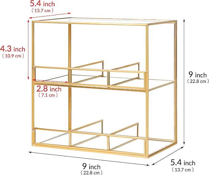 Glass Tea Bag Organizer for Counter, 2-Tier Teabag Organizer Storage Holder for - Image 3