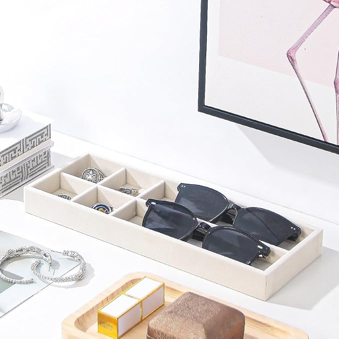 Divided Drawer Organizer Tray, Velvet Jewelry Storage Tray, Necklace Bracelet - Image 2