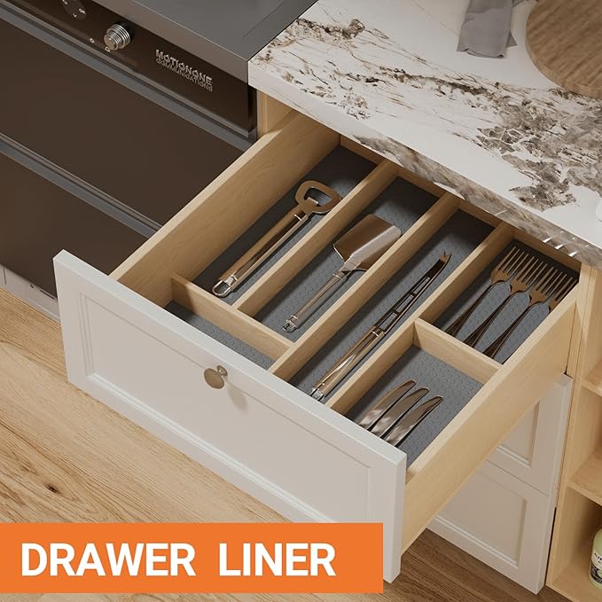 FLPMIX 11" Cabinet Drawer Liner Dark-Grey: Waterproof Kitchen Drawer Mat 11 x - Image 3